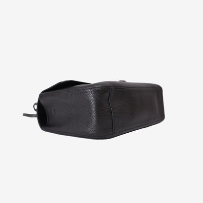 Chanel 26S Maxi Flap Bag in Black Grained Calfskin Leather with Silver Hardware bottom side view