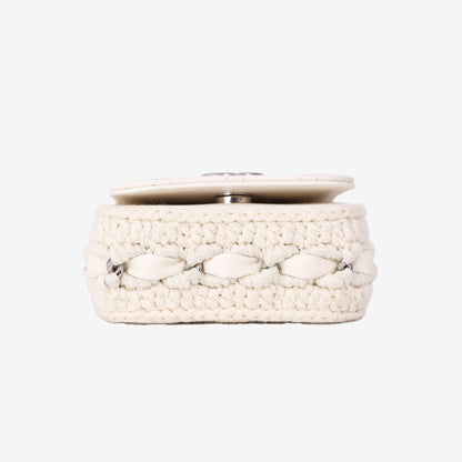 Chanel Mini Bag in White Lambskin Leather with Silver Hardware