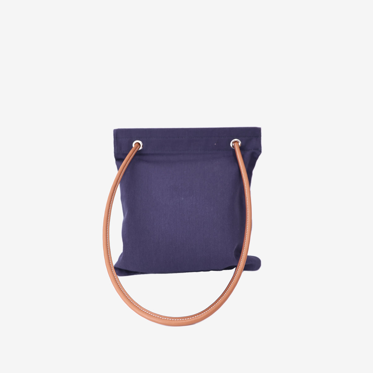 Hermès Alline Grooming Bag in Bleu Indigo/Gold Canvas Leather back view