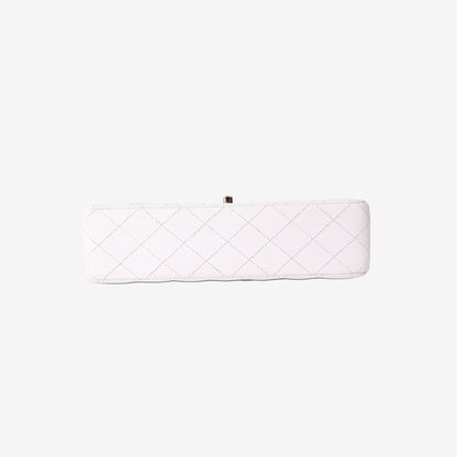 Chanel Medium Classic Double Flap Bag in White Caviar Leather with Gold Hardware