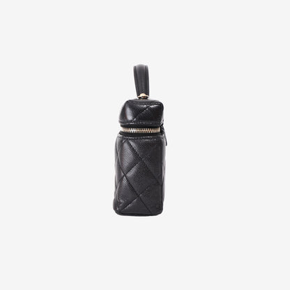 Chanel Top Handle Slim Vanity Case in Black Caviar Leather with Gold Hardware