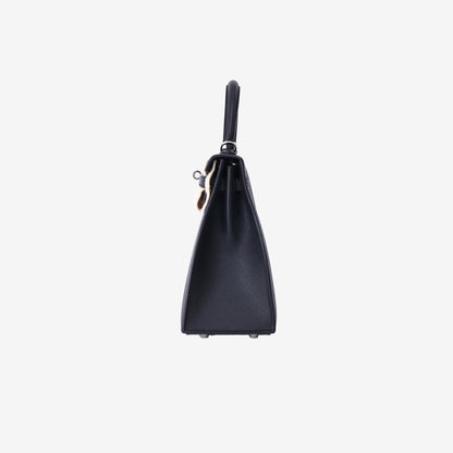 Hermès Kelly 25 in Noir Epsom Leather with Palladium-Plated Hardware