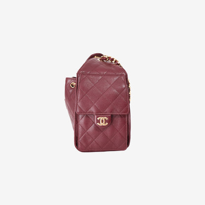 Chanel 25 Small Hobo Bag in Burgundy Lambskin with Gold Hardware