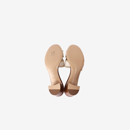 Hermès Oasis Sandals in Beige Fringed Linen Canvas (Size 38)
