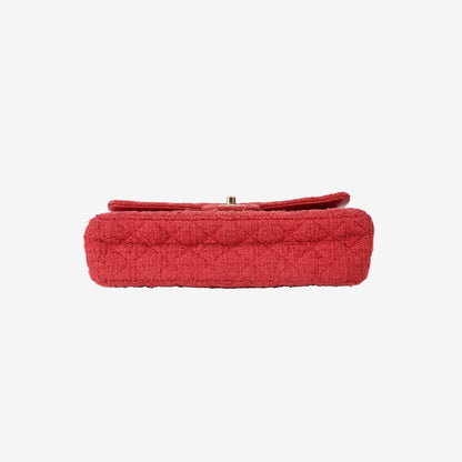 Chanel Classic Double Flap Bag in Red Tweed with Gold Hardware