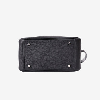 Hermès Mini Lindy 20 in Noir Clemence Leather with Palladium Hardware