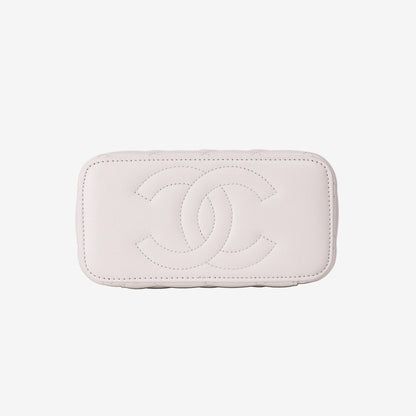 Chanel Vanity Case with Chain Bag in White Caviar Leather with Gold Hardware