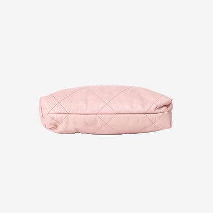 Chanel 22 Backpack in Pink Calfskin Leather with Gold Hardware bottom view