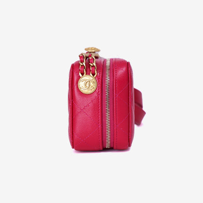 Chanel Twist Your Buttons Square Vanity On Chain in Pink Caviar Leather with Gold Hardware