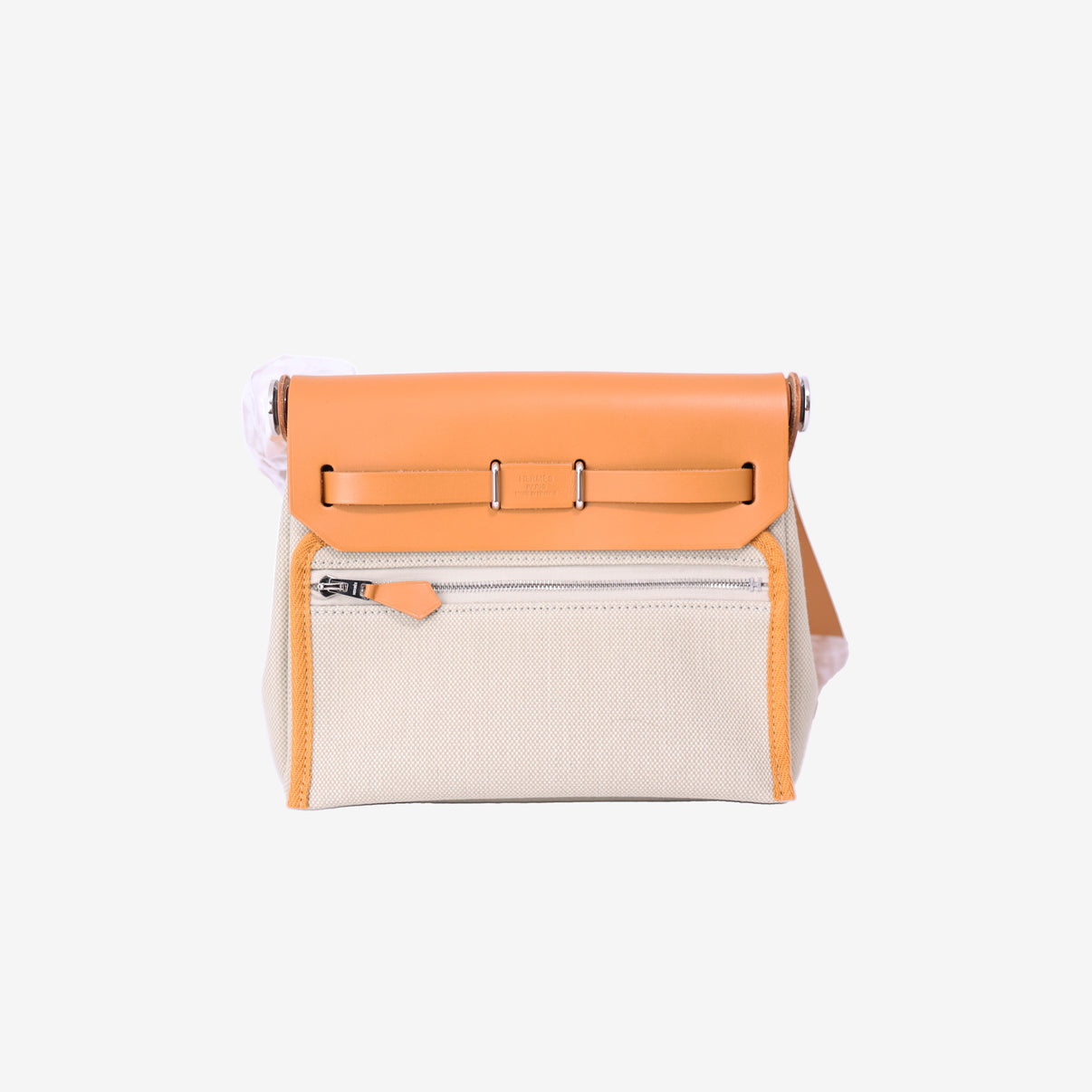 Hermès Herbag Mini in Gold Canvas Leather with Palladium Hardware back view