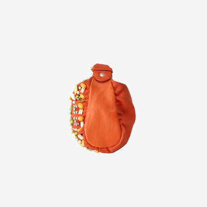 Chloé Vintage Canvas Bag in Orange with Silver Hardware and Beaded Detailing