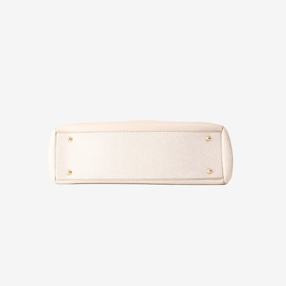 Versace Collection Leather Panel Tote Bag in Cream/Off-White Leather with Gold Hardware