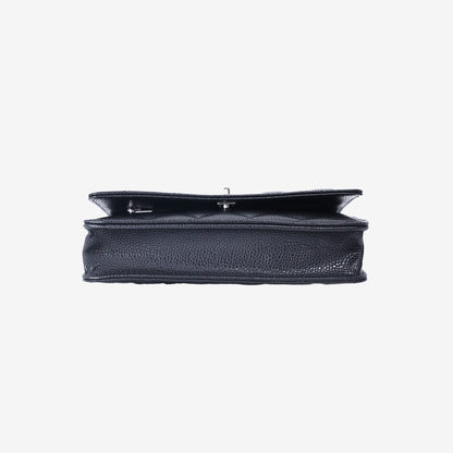 Chanel Classic Wallet on Chain in Black Caviar Leather with Silver Hardware