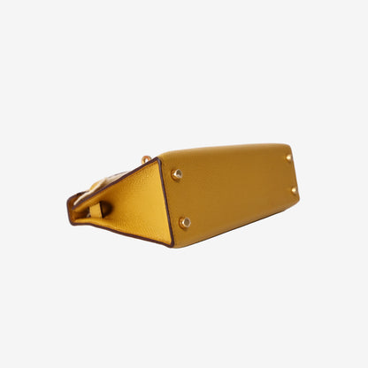 Hermès Mini Kelly 20 in Jaune Ambre Epsom Leather with Gold-Plated Hardware