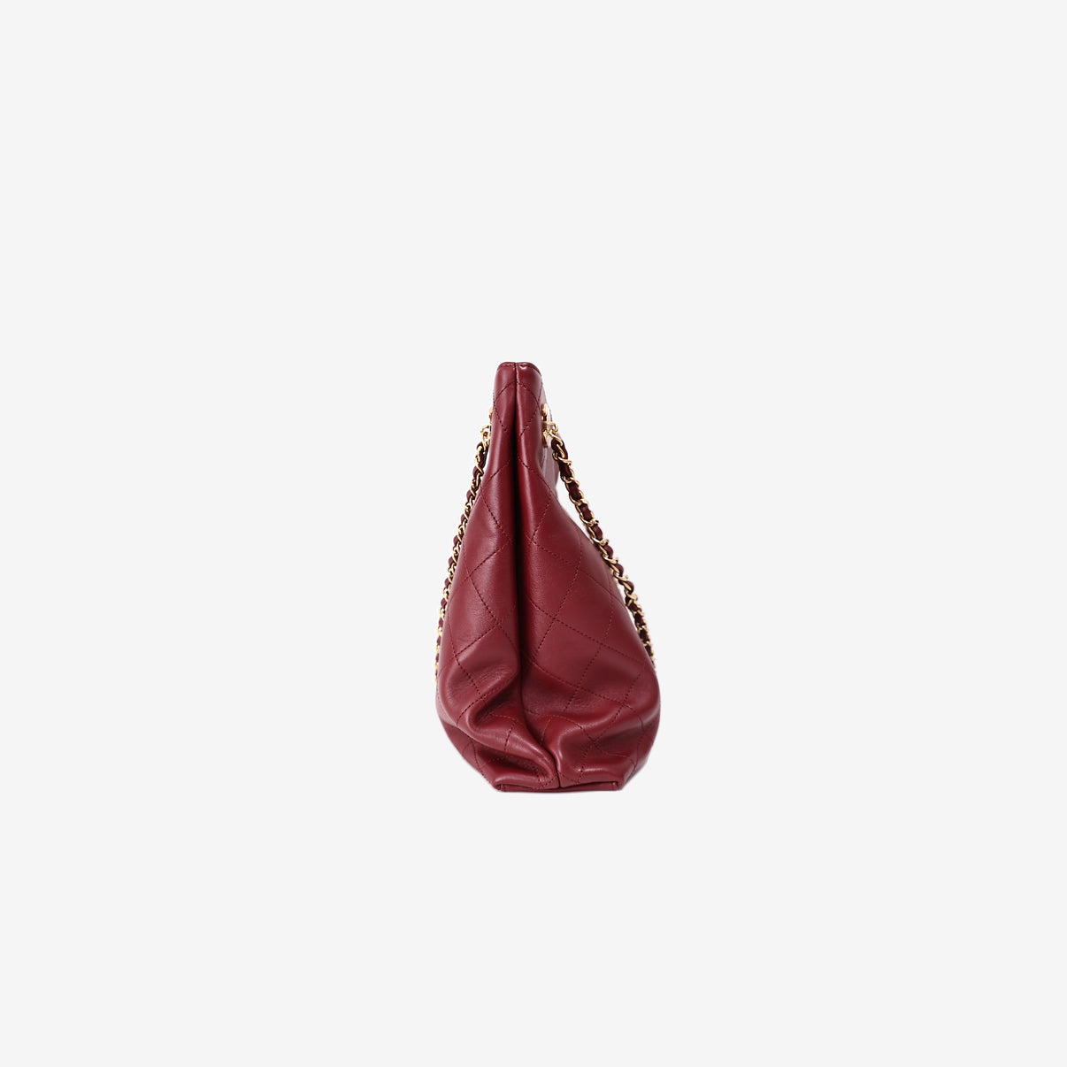 Chanel Large Shopping Bag in Burgundy Lambskin Leather with Gold Hardware (SS26) side view