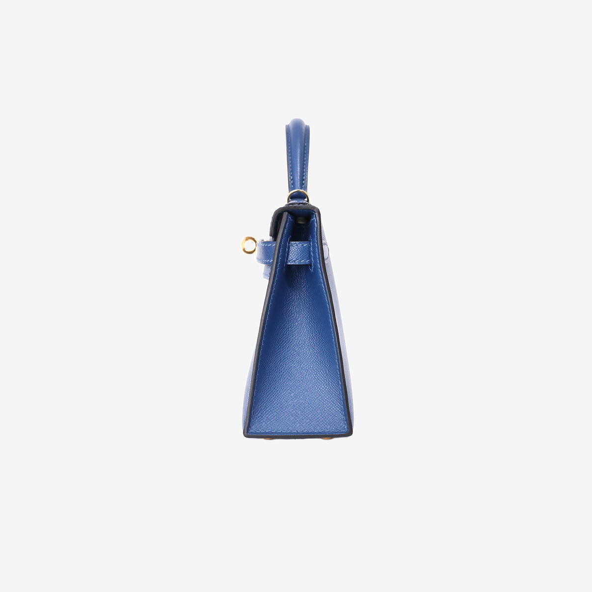 Hermès Mini Kelly II in Deep Blue Madame Leather with Gold Hardware side view