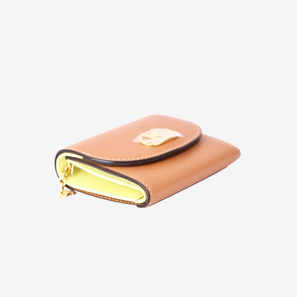 MCM Mode Travia Mini Chain Wallet in Brown Nappa Leather with Gold Hardware