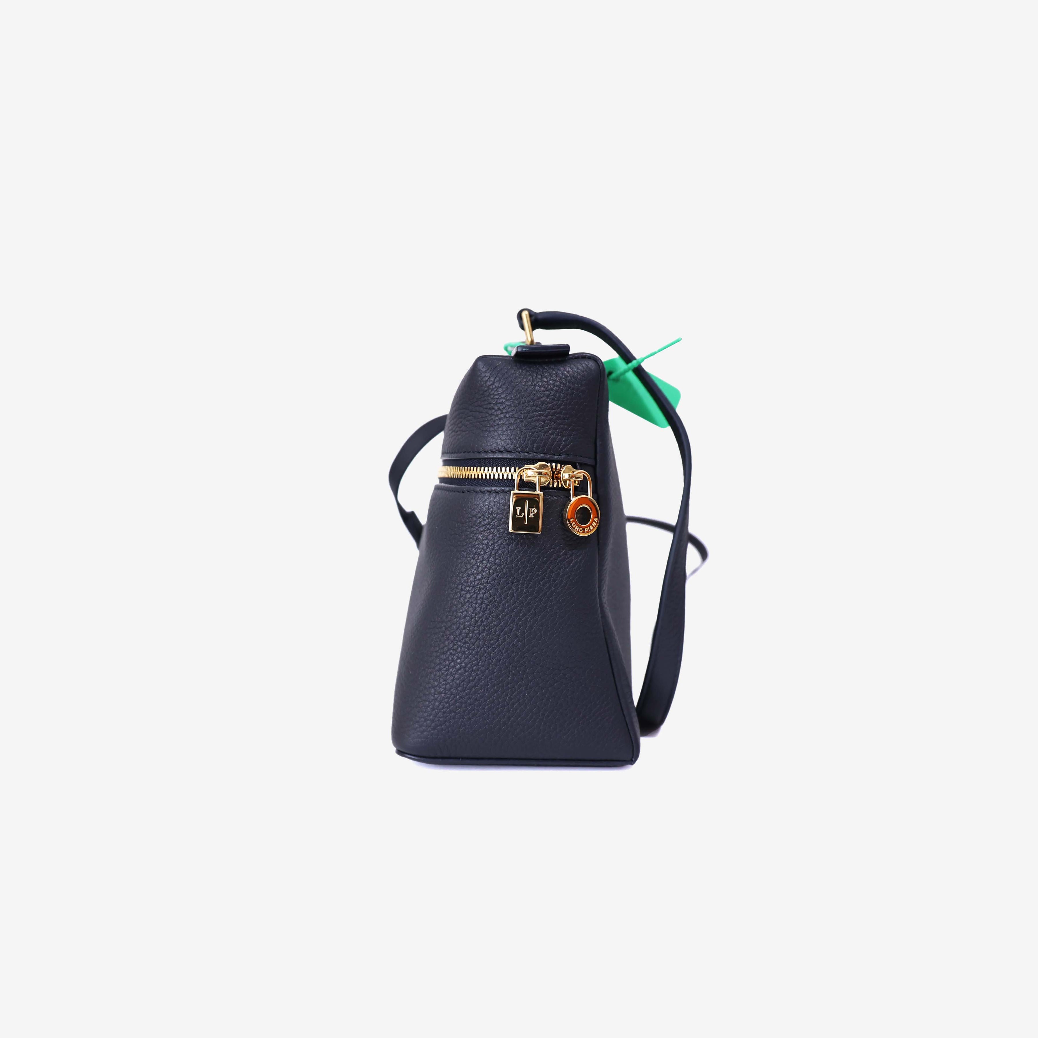 Loro Piana Extra Pocket L27 in Black/Sun Grained Calfskin with Gold Hardware side view