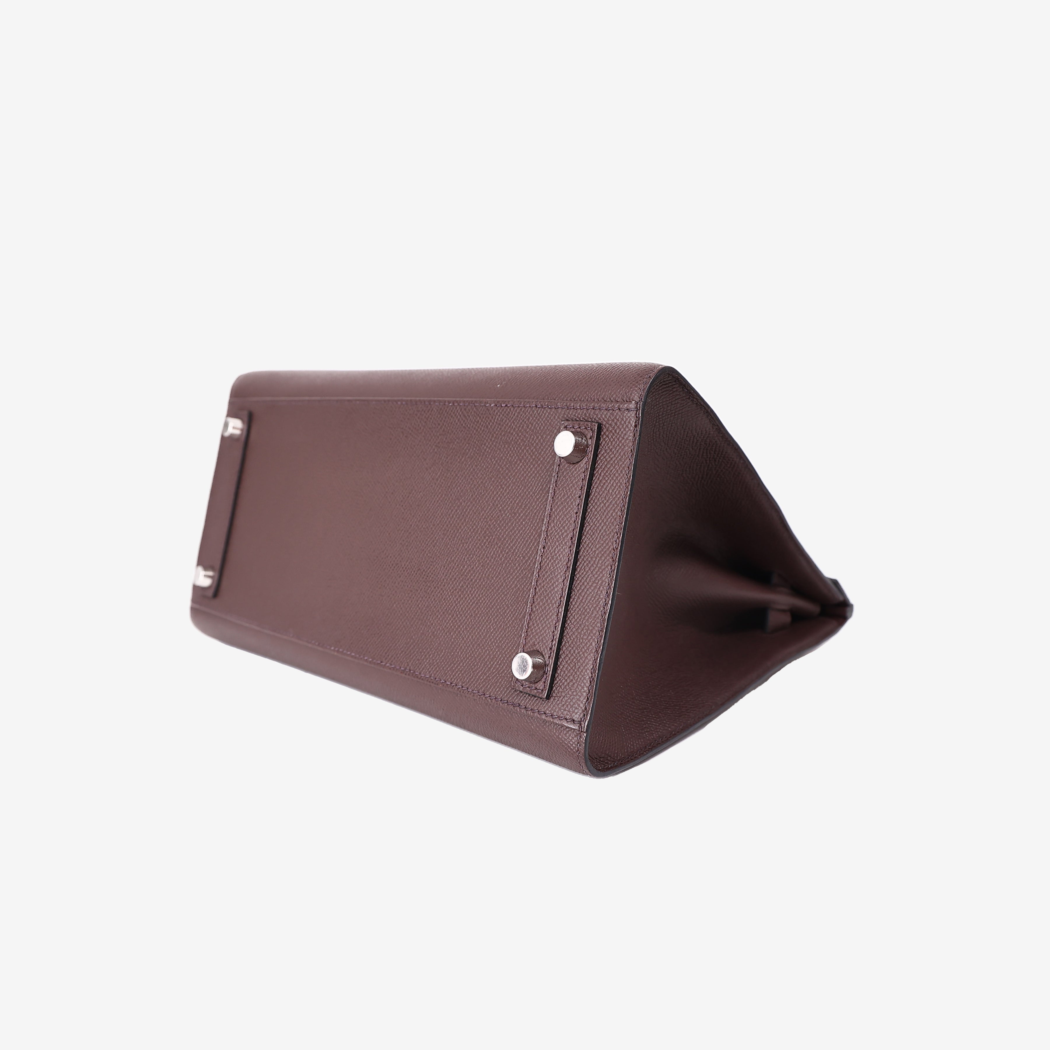 Hermès Birkin 30 in Bordeaux Epsom Leather with Palladium Hardware bottom side view