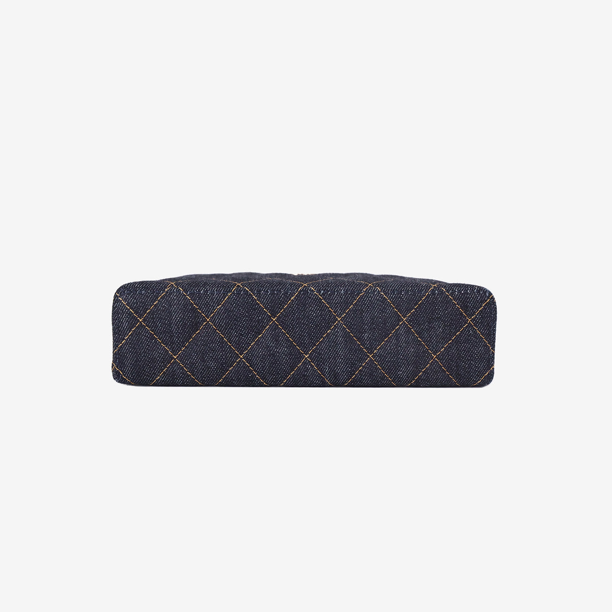 Chanel Classic Vanity with Chain in Dark Blue Denim with Gold Hardware bottom view