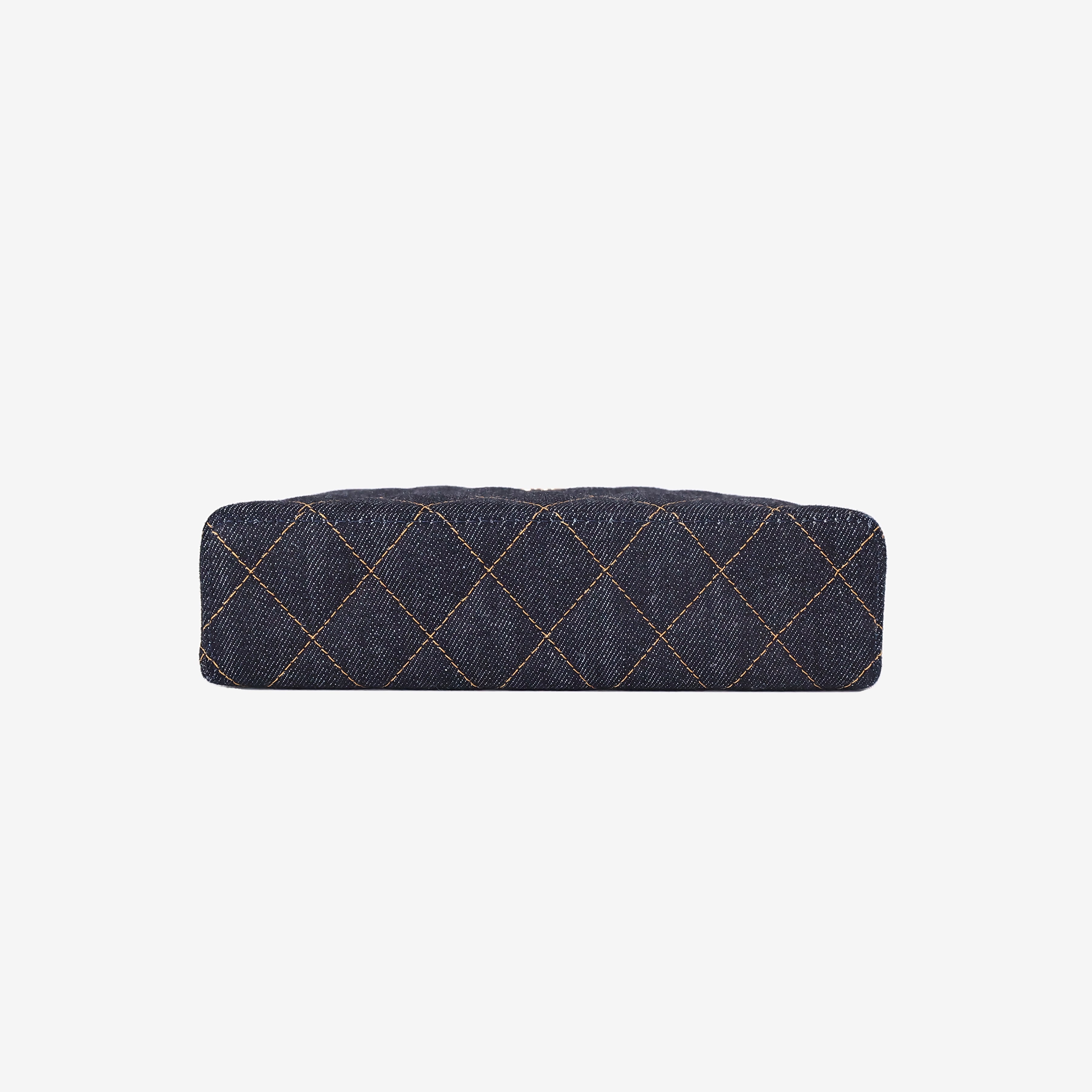 Chanel Classic Vanity with Chain in Dark Blue Denim with Gold Hardware bottom view