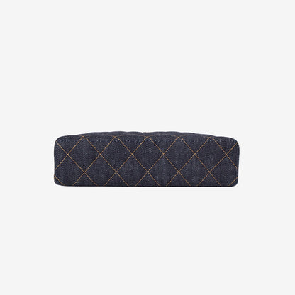 Chanel Classic Vanity with Chain in Dark Blue Denim with Gold Hardware bottom view