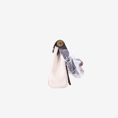 Hermès Mini Herbag Zip 20 in Ebene Vache Hunter Leather and Ecru Toile Canvas with Gold-Plated Hardware