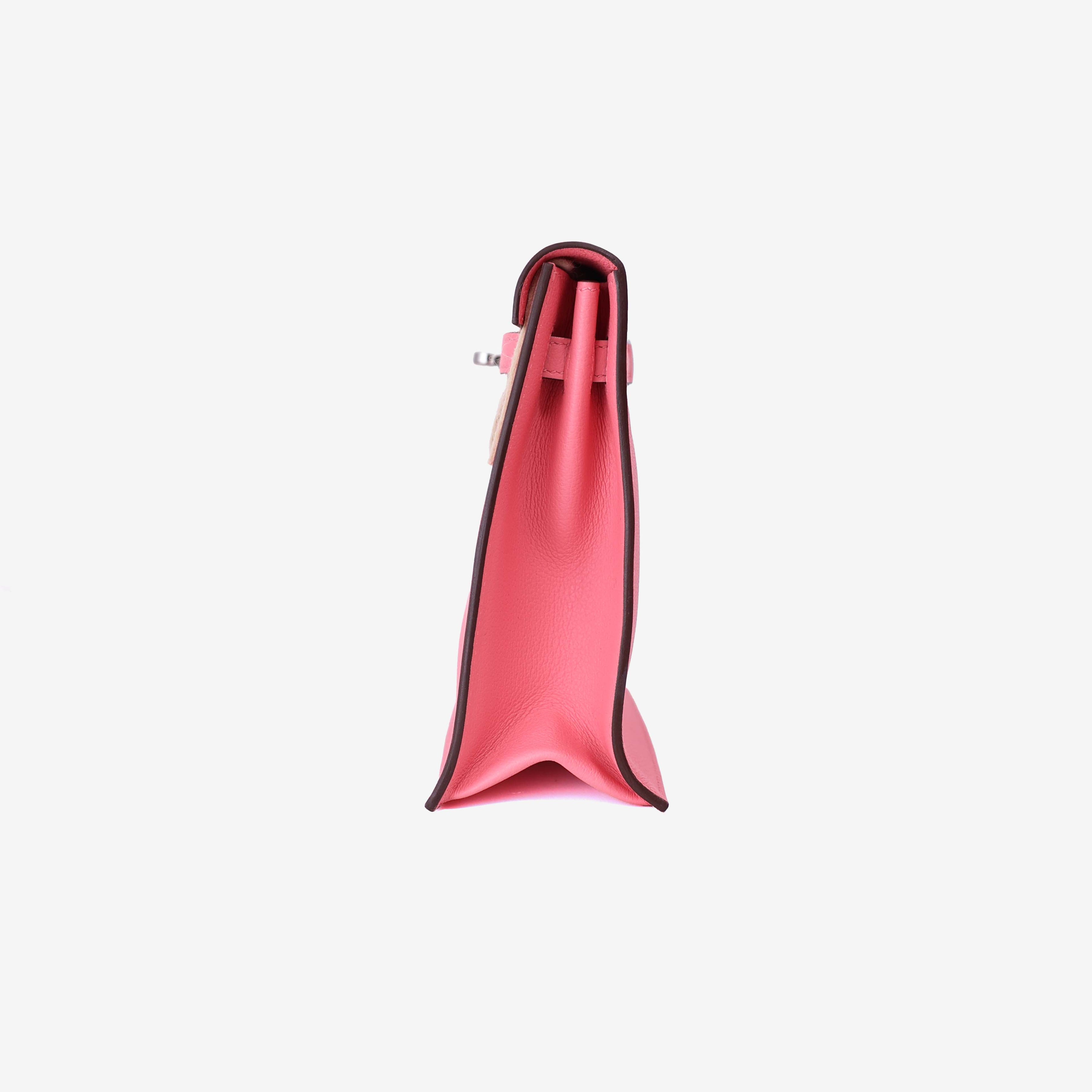 Hermès Kelly Danse in Rose Azalée Evercolor Leather with Palladium Hardware side view
