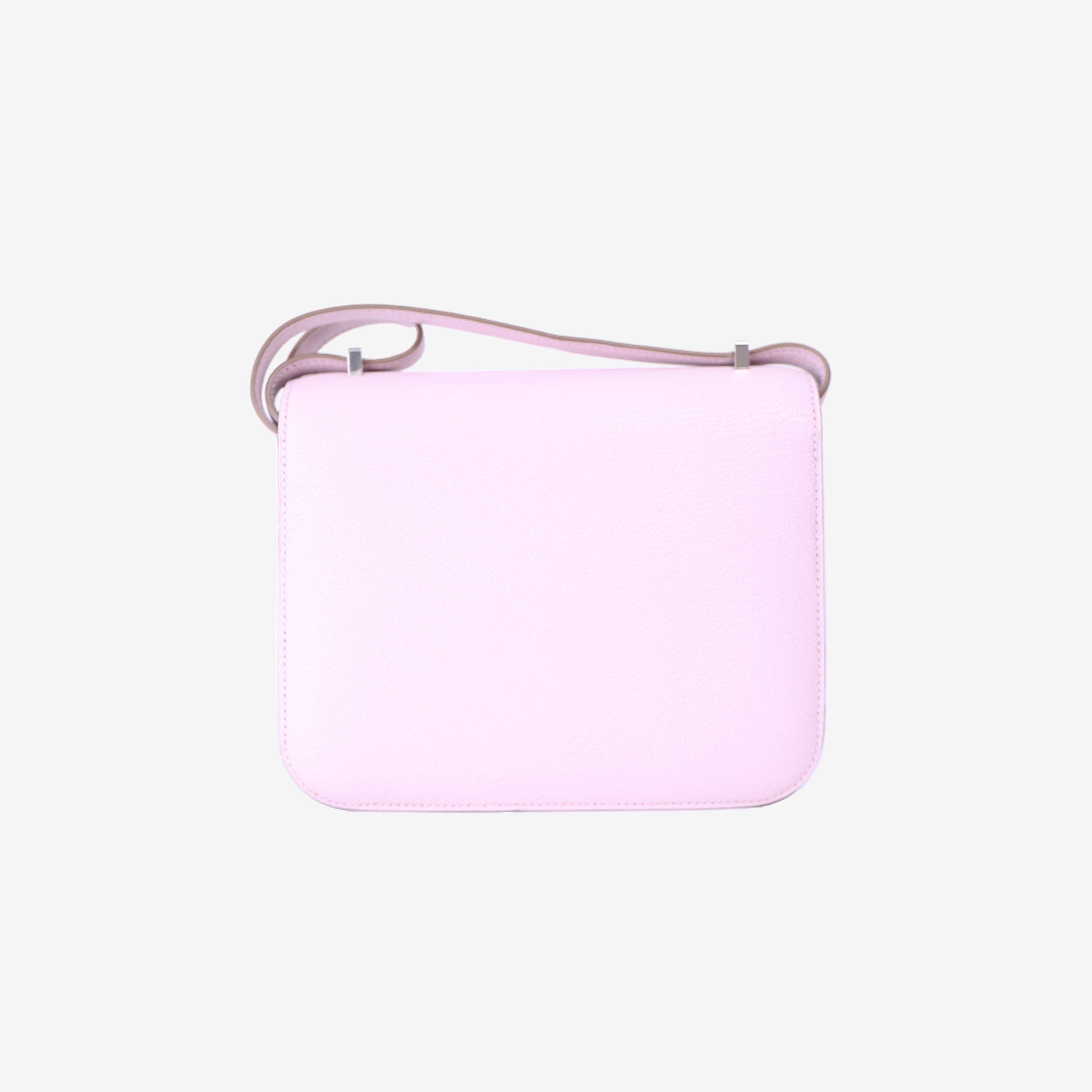 Hermès Constance 18 in Mauve Pale Chevre Mysore Leather with Palladium Hardware back view