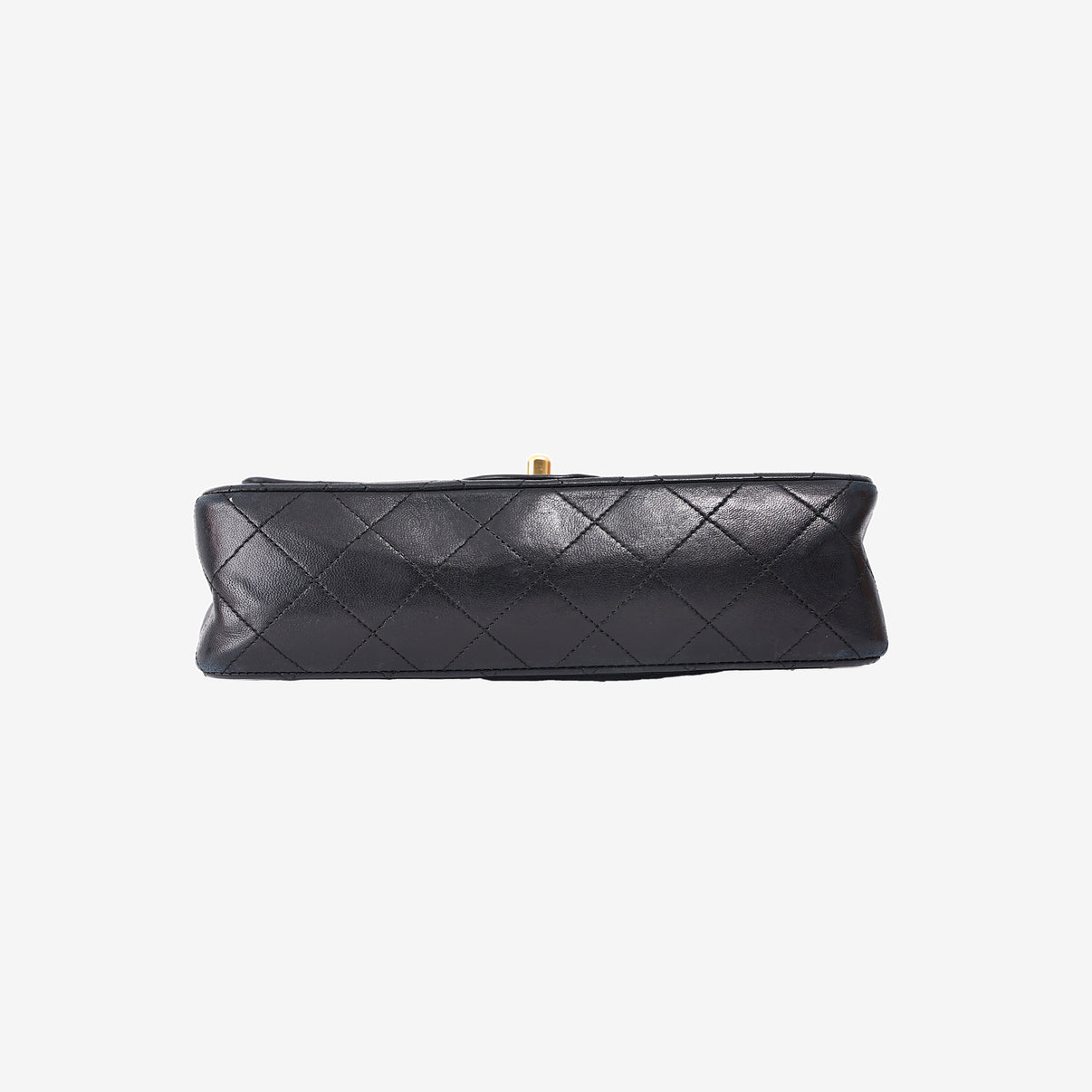 Chanel Vintage Classic Flap Bag in Black Lambskin Leather with Gold Hardware bottom view
