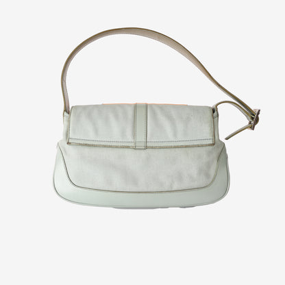 Gucci Jackie Flap Shoulder Bag in Light Green Canvas/Leather with Silver Hardware