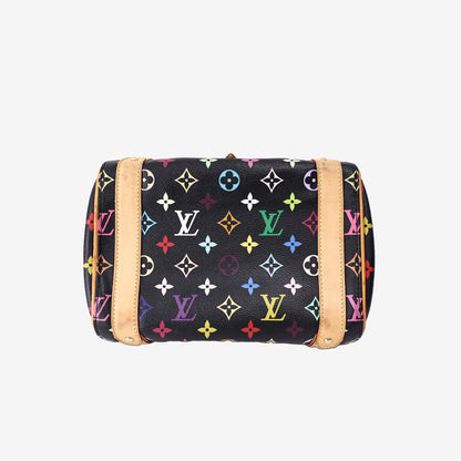 Louis Vuitton Priscilla Boston Tote Bag in Black/Multicolour Monogram Canvas/Vachetta Leather with Gold Hardware