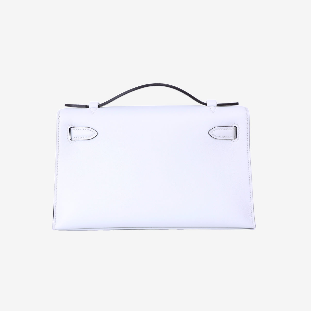 Hermès Kelly Pochette in Gris Platine Swift with Gold Hardware back view