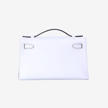 Hermès Kelly Pochette in Gris Platine Swift with Gold Hardware back view