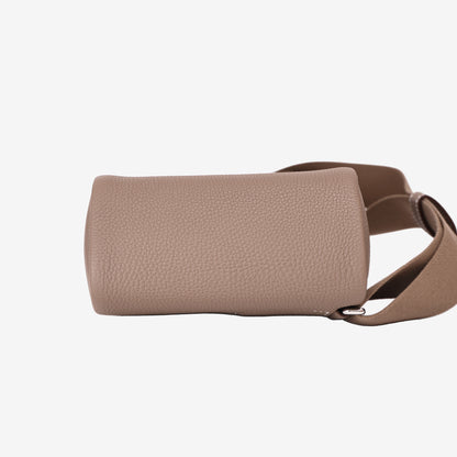 Hermès HAC à Dos PM in Etoupe Clemence Leather with Palladium Hardware bottom view