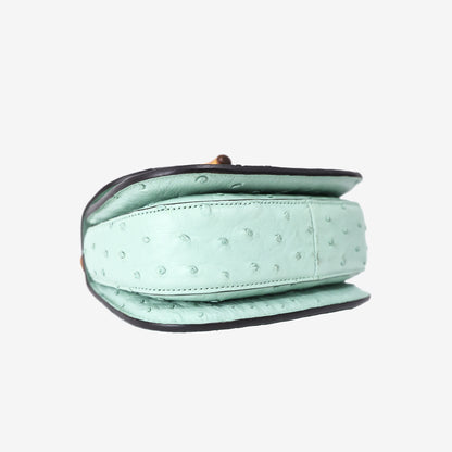 Gucci Bamboo 1947 Mini Bag in Green Ostrich Leather with Gold Hardware