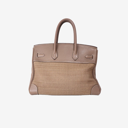 Hermès Birkin 35 in Étoupe Clemence and Horsehair with Palladium Hardware