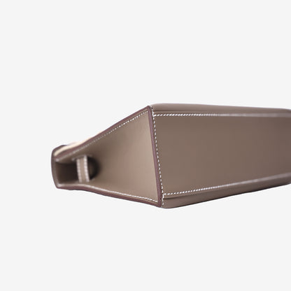 Hermès Kelly Pochette in Étoupe Swift Leather with Palladium-Plated Hardware