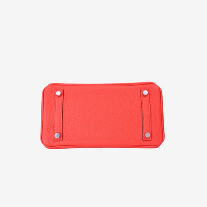 Hermès Birkin 25 in Rouge de Cœur Togo Leather with Palladium Hardware bottom view