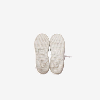 Louis Vuitton Frontrow Sneakers in White Calf Leather with Gold-Tone LV Logo Clasp (Size 38.5)