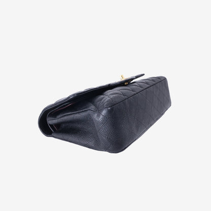 Chanel Classic Medium Flap Bag in Black Caviar Leather with Gold Hardware