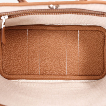 Hermès Mini Garden Party in Gold Clemence Leather with Palladium Hardware interior view