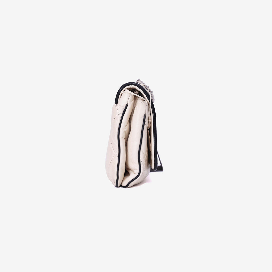 Chanel 2.55 East West Flap Bag in White Lambskin Leather (Contact to Enquire)