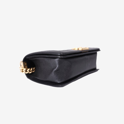 Chanel Medium Boy Bag in Black Caviar Leather with Gold Hardware