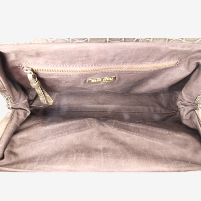 Miu Miu Crocodile-Embossed Kiss-Lock Shoulder Bag in Green Leather with Gold Hardware