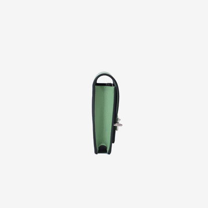 Hermès Roulis Wallet in Vert Criquet Evercolor Leather with Palladium Hardware side view