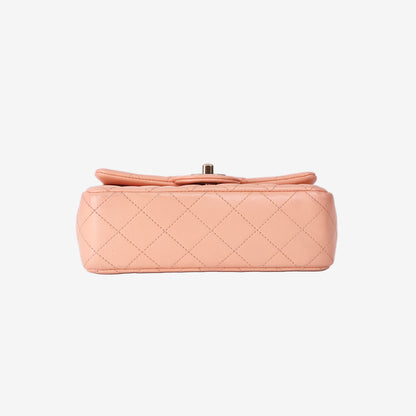 Chanel Classic Mini Rectangular Flap Bag in Light Pink Lambskin with Gold Hardware