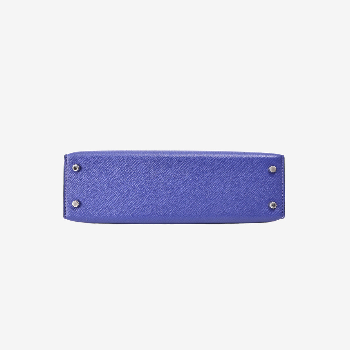 Hermès Mini Kelly 20 in Bleu Électrique Epsom Leather with Palladium Hardware bottom view