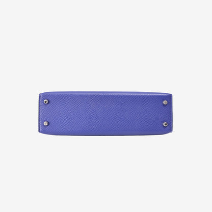 Hermès Mini Kelly 20 in Bleu Électrique Epsom Leather with Palladium Hardware bottom view