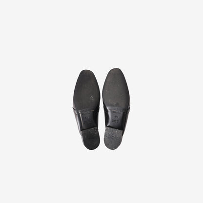 Hermès Oz Mules in Black Leather with Palladium-Plated Hardware (Size 37.5)